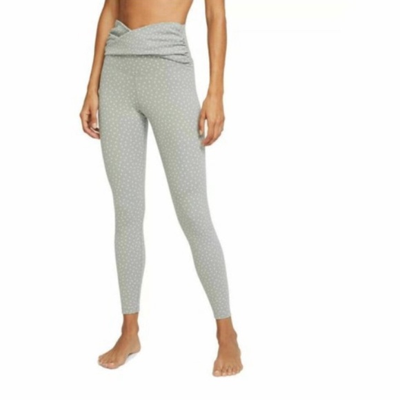 Nike NEW Yoga Dots Twist 7/8 Tights Leggings Size Small Particle Grey - Picture 2 of 8